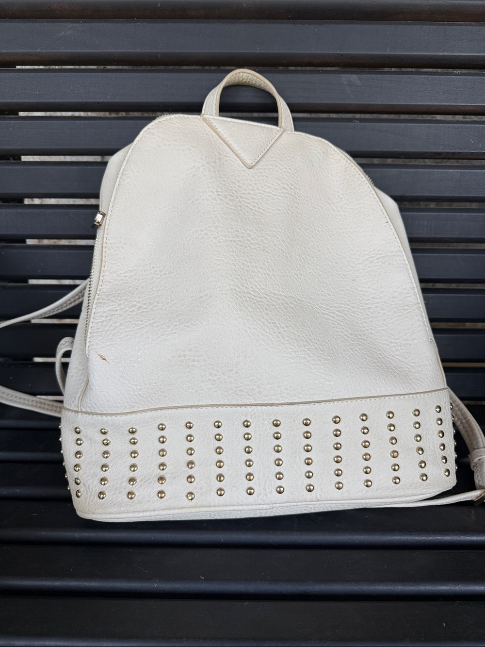 White Studded Women's Backpack - Fashionable Everyday Bag